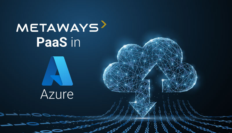 Zwei Männer stehen auf einer Bühne, hinter ihnen ist eine Grafik auf der Leinwand mit dem Thema des Vortrags "Let's talk about (our) PaaS for Pimcore"